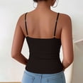 thumbnail image 4 of Womens Ribbed Solid Color Adjustable Camisole Sleeveless V Neck Spaghetti Strap Tank Tops Basic Shirt Built in Bra Black, 4 of 4