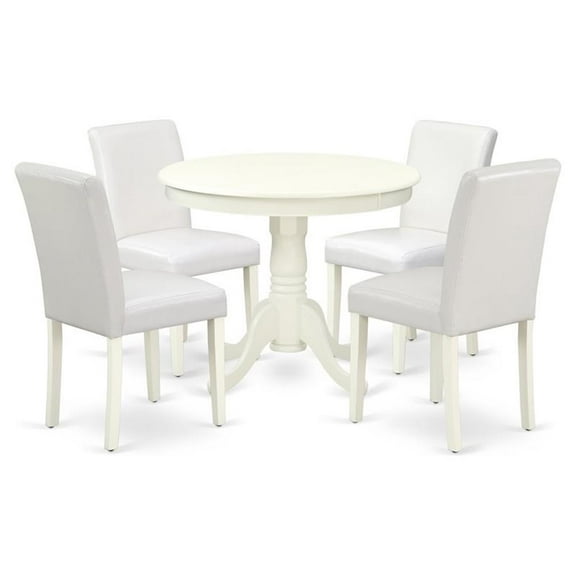 Atlin Designs 5-piece Wood and Faux Leather Dining Set in White