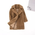 thumbnail image 4 of Abcomgle Girls Fleece Jacket Size 10-12 Teddy Faux Fur Fuzzy Kids Winter Jacket Winter Warm Outerwear Jackets Girls Thicken with Pockets,3-4 Years,Camel, 4 of 4