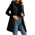 thumbnail image 6 of Women's Winter Solid Color Hooded Long Jacket With Zipper Lining And Pocket For Warmth, 6 of 8