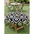 thumbnail image 4 of Outdoor Tablecloth with Umbrella Hole for Patio/Picnic/Party/Camping, Black White Geometric Waterproof Table Cloth Round Cover Washable, Modern Abstract Art (Dia 60"), 4 of 8