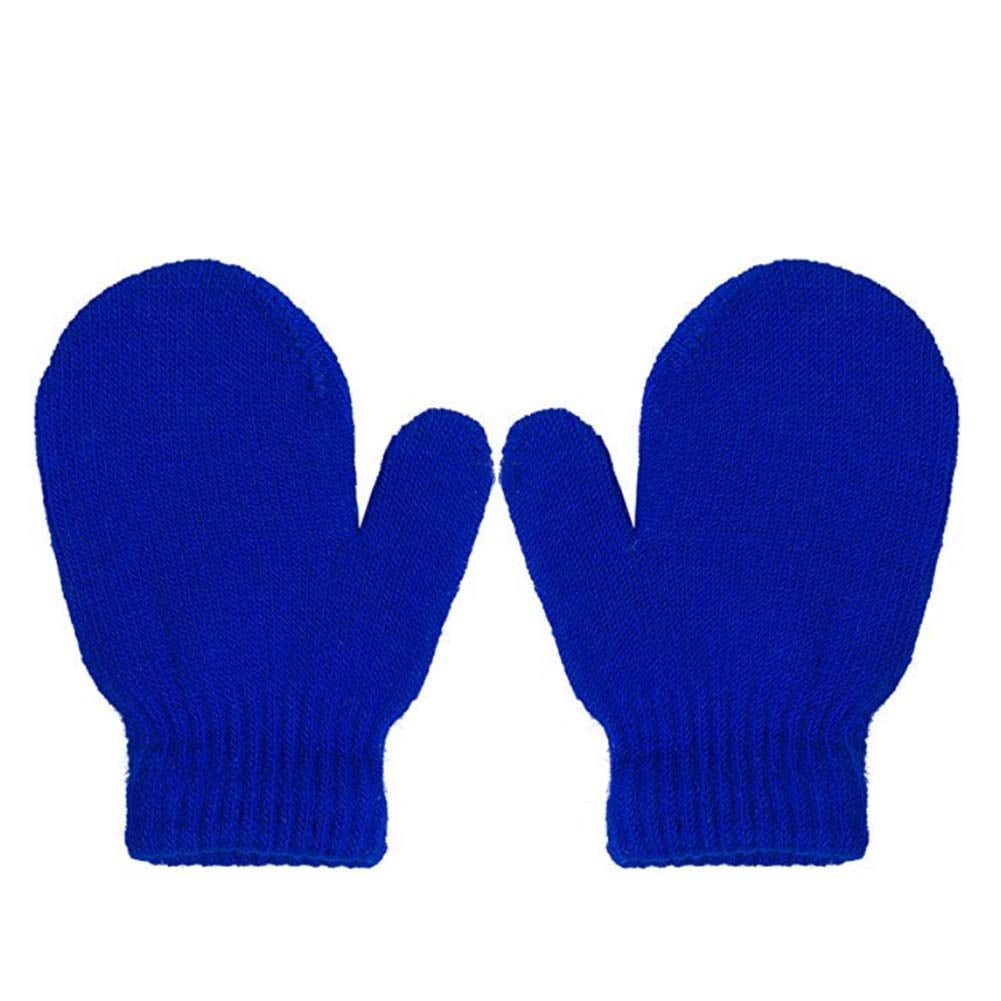 Toddler Unisex Baby Girl Boy Solid Color Warm Knit Gloves Magic Stretch Mittens Winter 