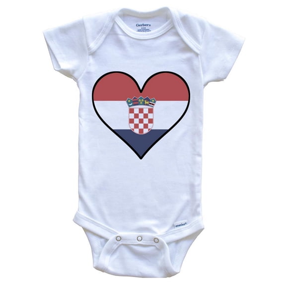 Croatian Flag Baby Bodysuit - Cute Croatian Flag Heart - Croatia Baby Bodysuit, 0-3 Months White