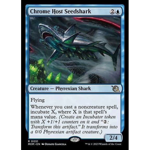 MtG March of the Machine Rare Chrome Host Seedshark #51