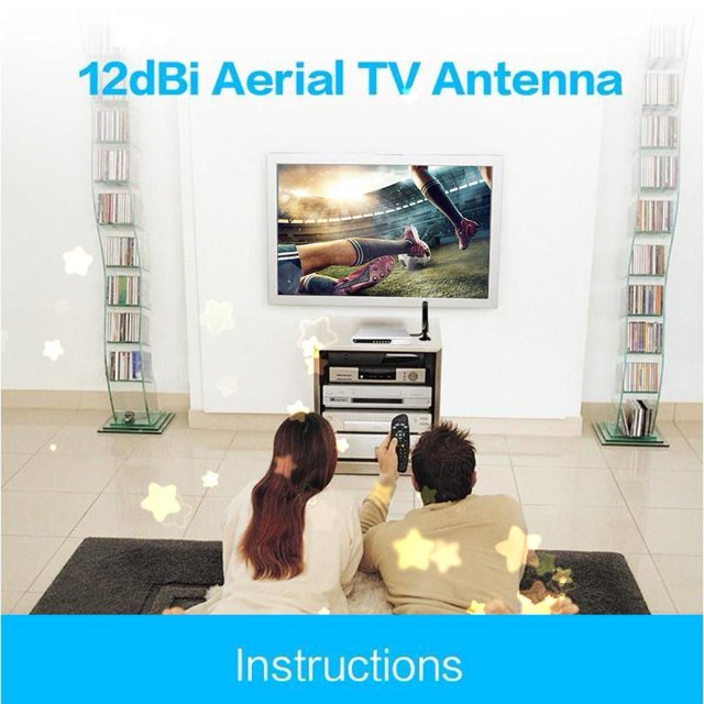 12dBi 50 millas 1080P Antena de TV Digital HDTV Receptor Antena para interior Universal Accesorios Electrónicos