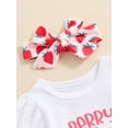 thumbnail image 5 of Musuos Baby Girls First Birthday Sweet Outfits 6M 12M 18M Strawberry Print Short Sleeve Romper and Elastic Shorts Headband 3 Piece Summer Clothes, 5 of 10