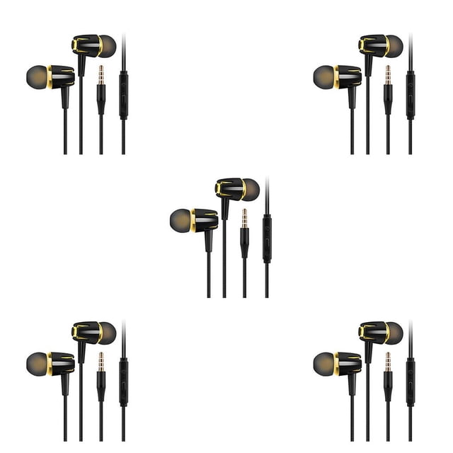 Cateissary Auriculares con cable Auriculares para caminar con reducción de ruido en la oreja Negro + Oro Type2 NO2