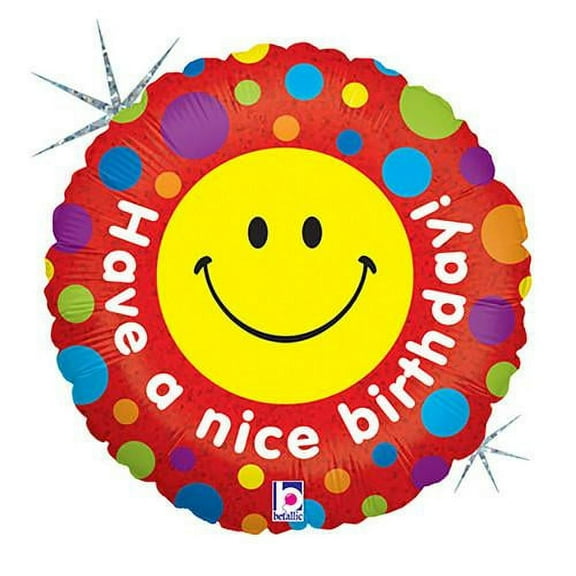 LOONBALLOON Smile Balloons, 18″ NICE BIRTHDAY WISHES