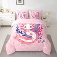 thumbnail image 2 of jejeloiu Cute Axolotl 7-Piece Twin Bedding Sets,Cartoon Mermaid Print Bedding Comforter Set For Girls Teens Reversible, 2 of 8