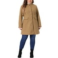 thumbnail image 2 of Agnes Orinda Women's Plus Size Coat Stand Collar Pockets Single Breasted Jacket Fall Winter Coat 3X Camel, 2 of 6