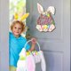 thumbnail image 5 of Decoraciones de Pascua, adornos de Pascua, regalos de Pascua Placa de puerta de madera de conejito de Pascua: una pared de Pascua feliz con decoraciones florales y rodajas de madera colgantes, 5 of 6
