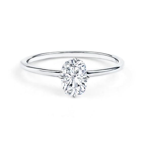 Rosec Jewels - Elongated Cushion Cut Diamond Ring 1 ct - 7x5 mm - EF-VS Quality Certified Lab Grown Diamond Ring for Women- with Jewelry Box, 925 Sterling Silver, US 4.00