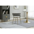 thumbnail image 4 of Woven Dining Chairs Set of 2, Velvet Upholstered Dining Chairs with Gold Metal Legs, Modern Accent Chairs for Living Room, Dining Room, Kitchen (Gray), 4 of 7