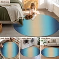 thumbnail image 5 of Round Rug 5Ft Washable Non-Slip, Blue Teal Ombre Circle Area Rugs for Living Room Bedroom, Modern Yellow Gradient Farmhouse Art Indoor Floor Mats Carpet Runner for Home Decor Aesthetic, 5 of 8