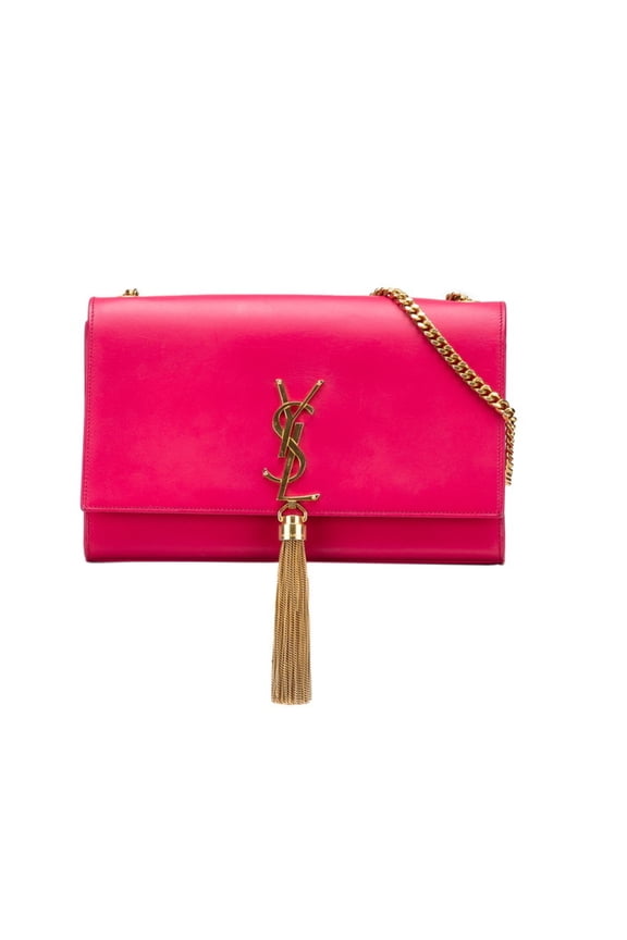 Pre-Owned Saint Laurent YSL Monogram Tassel Kate Medium Chain Shoulder Bag 354119 in Pink Gold...