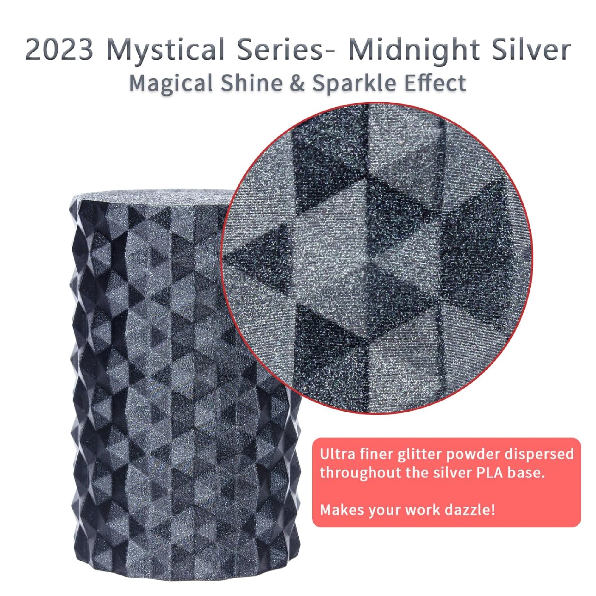 Ziro 3D Mystic PLA Filament 1.75mm 1kg, Midnight Silver