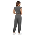 thumbnail image 3 of Fiophy Women's Cozy 2 Piece Outfits Lounge Sets Sleeveless Cropped Tops High Waisted Jogger Sweatpants Sweats Track Suits Set, Deep Green, S, 3 of 7