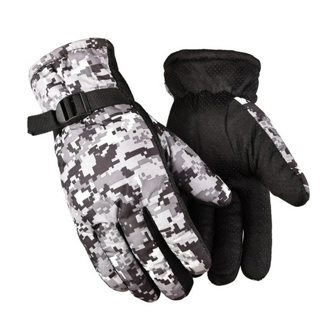 1 Pair Cycling Gloves Sports Skiing Rider Protector Hand Warmer Winter Warm Cold Weather Mittens Waterproof Nonslip Thermal Mitt Protector Gray