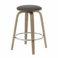 thumbnail image 6 of LeisureMod Counter Stool Upholstered in Leather with Stained Poplar Wood Frame and Chrome Iron Footrest with 360-Degree Swivel for Modern Home, Kitchen, Bars, Cafes Pelya Collection in Black, 6 of 9