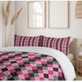 thumbnail image 6 of Ambesonne Pink Grey Duvet Cover Set, Diamonds and Lozenges, 2-Calking, Pale Pink Black Grey, 6 of 7