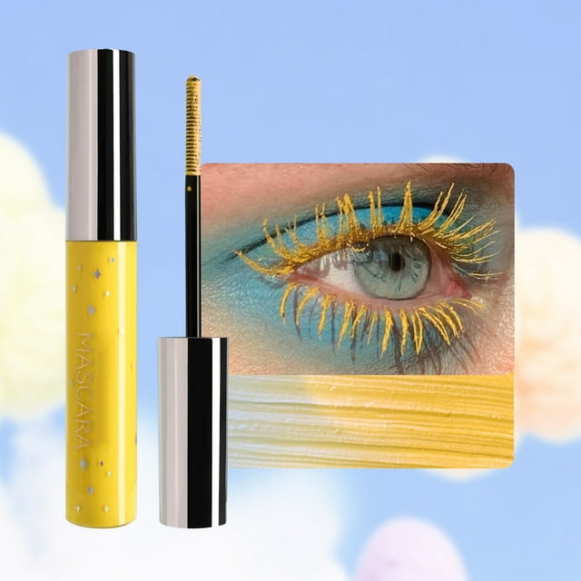 Máscara de pestañas con glitter, sombra de ojos, extensión, rizador, volumen, máscara brillante en tonos morados, rosas, verdes, azules, amarillos, dorados y plateados. 6 g por máscara.