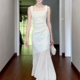 thumbnail image 1 of Generic French Fishtail Skirt Apricot Sleeveless Sling Dress Women's Summer New Temperament Waist-Controlled Slimming Long Skirt, 1 of 1