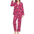 thumbnail image 2 of Women Pajama Sets Casual 2 Piece Valentines Day Print V Neck Long Sleeve Set Women Sleepwear,Hot Pink,M, 2 of 5