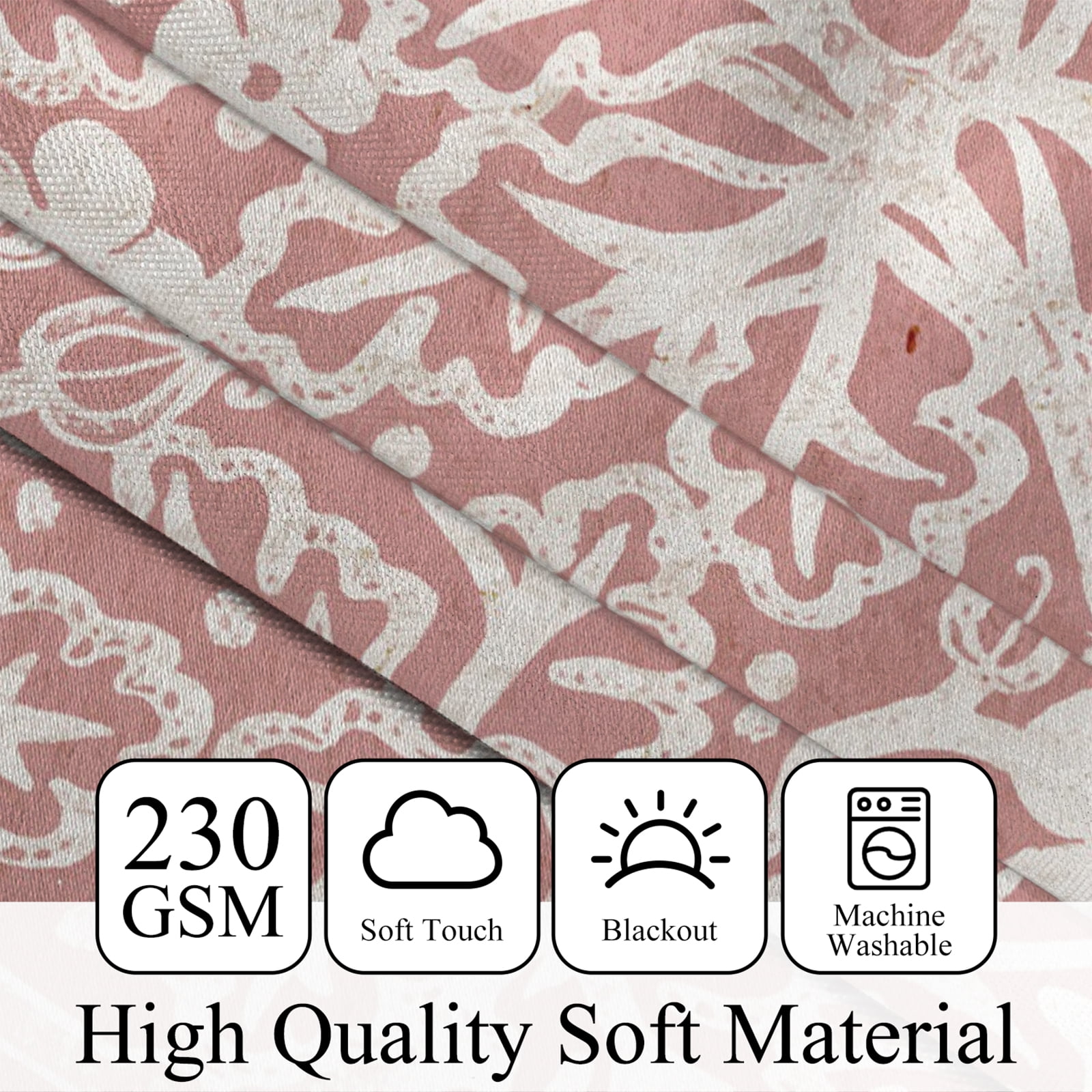 Pbobriich Bedroom Curtains Patterened Pink,Abstract Floral Blackout Curtains for Living Room Kitchen Bathroom 2 Panels,42x63 Inch