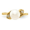 thumbnail image 4 of Solid 14k Yellow Gold Diamond and 7mm Pearl Ring Band with CZ Cubic Zirconia Size 5, 4 of 6