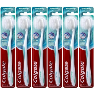Colgate Wave Sensitive Toothbrush, Compact, Soft (Colors Vary) - Pack of 6