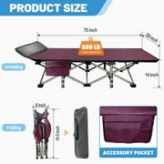 MOPHOTO Portable Folding Bed with Carry Bag & Pearl Mattress, Camping Cot for Adults, Heavy Duty Collapsible Sleeping Bed for Indoor & Outdoor Use