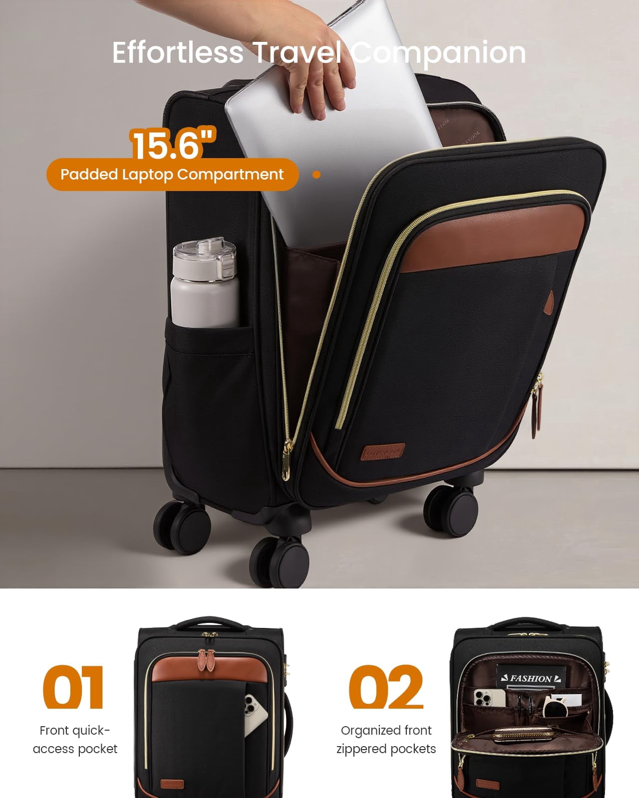 LOVEVOOK 4 Pcs Carry On Luggage 22x14x9 Airline Approved 20 Inch Underseat Carry on Suitcase for Women Men Softside Travel Luggage with Spinner Wheels and TSA Lock