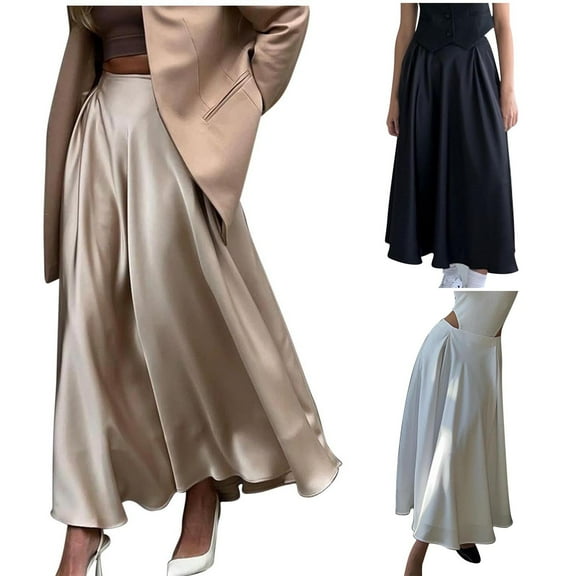 THDHVS Long Skirts for Women,Maxi Skirt,Women's Solid Color Casual Long Skirt White M