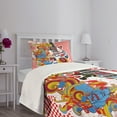 thumbnail image 3 of Ambesonne Rock Music Quilted Bedspread Set 2 Pcs, 60s Inspired Guitar, Twin Size, Multicolor, 3 of 5