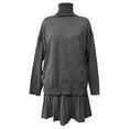 thumbnail image 5 of Letdown Womens Skirt 2 Piece Sweater Set Long Sleeve Turtleneck Sweaters Pleated Mini Skirt Knit Lounge Sets Fall Winter Clothes (Grey,L), 5 of 5