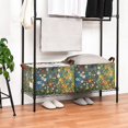 thumbnail image 3 of Yayeee Foldable Storage Basket for Shelves with Handles Waterproof Cloth Bins, Green Floral Garden, 3 of 7