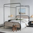 thumbnail image 3 of Walker Edison Industrial Bent Mid-Century Metal Queen Size Canopy Bed in Smoked Oak, 3 of 18
