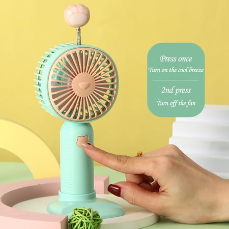Votnto Portable Handheld Fan with Base USB Rechargeable Small Desktop Fan Cute Cat Paw Mini Fan with Phone Stand for Office Home Travel