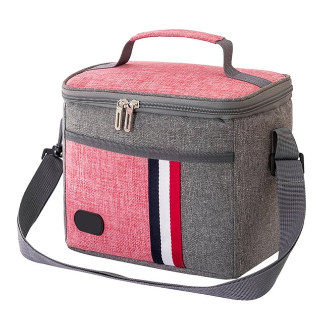 Bolsa de almuerzo de papel de aluminio, bolsa de hielo impermeable, bolsa bento rayada espesada portátil