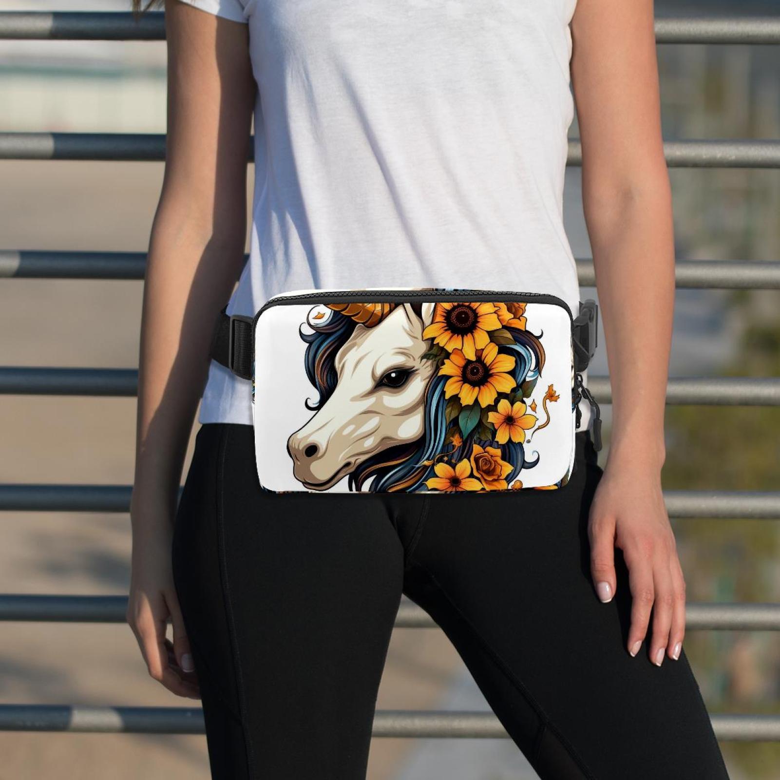 Unicorn skeleton Waist Pack Fanny Pack Running Belt Lightweight Adjustable with Extension Strap Unisex