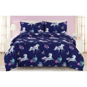 Vcny Home Tie Dye Unicorn Kids Comforter Set Full Pink Aqua