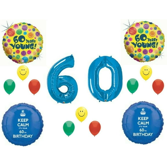 60th Birthday party balloons decorations Keep Calm Sixty Candles