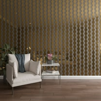 Ekena Millwork 94"H x 1/8"T Pontiac Adjustable Acrylic Decorative Slat Wall Panel Kit, Gold Mirror (contains 16 Slats   1 Straight Edge Starter Slat)