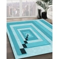 thumbnail image 3 of Ahgly Company Machine Washable Indoor Rectangle Transitional Dark Turquoise Green Area Rugs, 3' x 5', 3 of 7