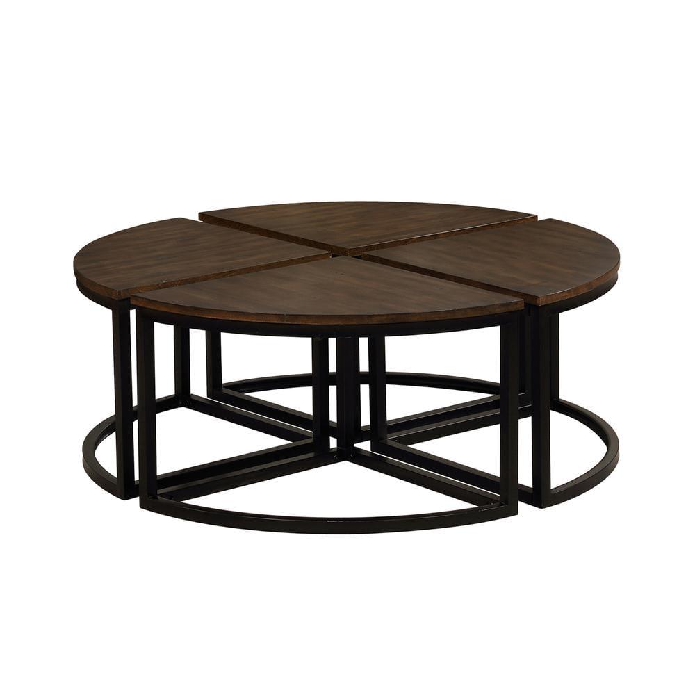 Round Acacia with Arcadia Tables, Table Nesting Mocha Antiqued Wood 42\