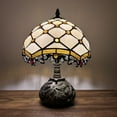 thumbnail image 4 of Tiffany Table Lamp Gold Stained Glass Crystal Beans LED Bulb Included Dragonfly Base for Living Room Bedroom Bedside Office Hotel 10'W*14"H, 4 of 8