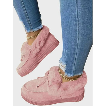 

UKAP Fuzzy Loafers for Womens Comfy House Slipper Warm Shoes Plush Outdoor Indoor Boots