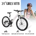 thumbnail image 2 of iRerts 24 Inch Mountain Bike, Shimano 21 Speed Mens Mountain Bike, Gear MTB Mens Bicycle with Dual Disc Brakes and Front Suspension, White, 2 of 8