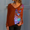 thumbnail image 4 of Mode Femme Décontractée Col en V Manches Longues Imprimé Patchwork Hauts T-Shirt Blouse, 4 of 9