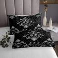 thumbnail image 3 of Manfei Victorian Damask Quilt Sets for Queen Size Bed, Vintage Baroque Floral Bed Set, Black Gray Quilt Bedding Set, Breathable Bedroom Decor, 3pcs, 3 of 6